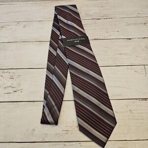 Shaquille O'Neal Tie Mens XLG One Size Burgundy Striped Extra Long Polyester